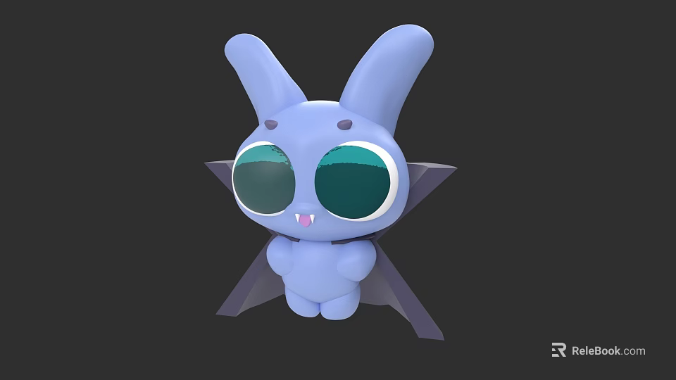 Blue 3D Cartoon Game Movie Character With Large Ears Green Glasses And Wings 3d model 