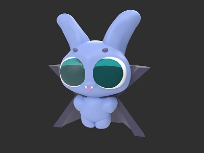 Blue 3D Cartoon Game Movie Character With Large Ears Green Glasses And Wings 3d model