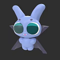 Blue 3D Cartoon Game Movie Character With Large Ears Green Glasses And Wings