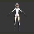3D Game Movie Character With Light Blue Hair White Top Pink Shorts And Blue Boots