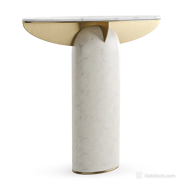 Modern Reception Desk Featuring White Marble Base And Gold Countertop Design 3d model