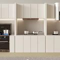 Modern Kitchen Interior With White Cabinets Cooktops And Stainless Steel Appliances