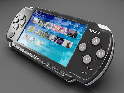 Sony PSP Portable Gaming Device With Colorful Game Icons On Screen And Control Buttons 3d model