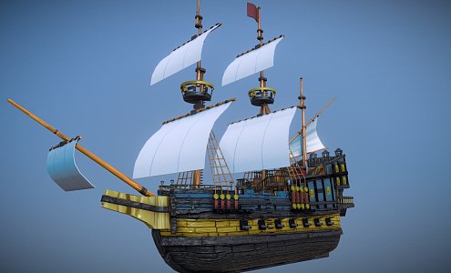 pirate ship destroyer 3d model