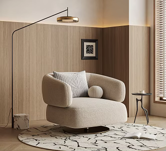 POLIFORM modern antique Italian style single person sofa leisure sofa chair floor lamp carpet side table 3d model