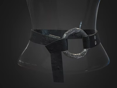 Glass Mannequin Waist With Black Leather Belt And Silver Circular Buckle 3d model