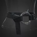 Glass Mannequin Waist With Black Leather Belt And Silver Circular Buckle