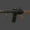 Modern Tactical Rifle With Black Brown Finish Optical Sight Tactical Rail Grip And Barrel