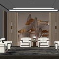 New Chinese Reception Room Meeting Room Meeting Room Reception Room Sofa Reception Room Background Wall 3d model