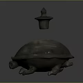 Traditional Turtle Shaped Ceramic Container With Lid And Carved Patterns For Daily Use 3d model