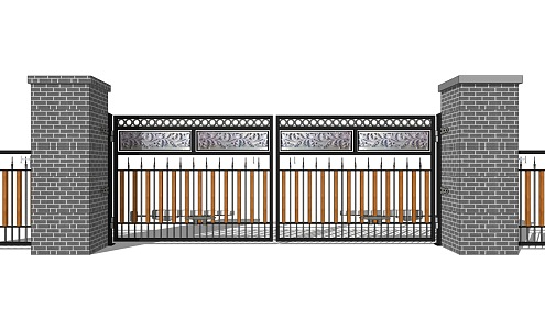 New Chinese Style Door Iron Door 3d model