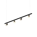 Modern Linear Black Pendant Chandelier With Four Sleek Metal Lights Design