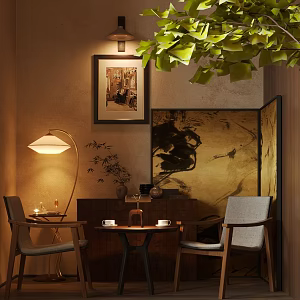 Middle Ancient Retro Coffee Shop Coffee Shop Dining Table and Chair Silent Coffee Shop Coffee Shop Table and Chair Coffee Shop Leisure Chair Tea Shop Table and Chair 3d model