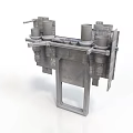 Gray Metal Industrial Machinery Component with Cylindrical Parts Support Frame and Platform