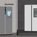 Light Gray Double Door Refrigerators With Digital Displays In Modern Interior Design 3d model