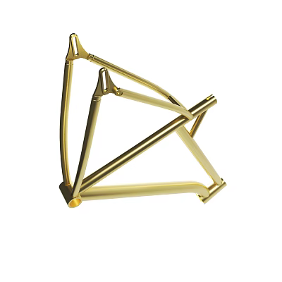 Golden Metal Frame Structure With Tubular Design And Geometric Elements 3d model