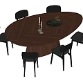 Middle style dining table and chair combination 3d model