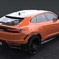 Orange Lamborghini SUV Sleek Sporty Exterior Design With Black Wheels And Luxury Styling