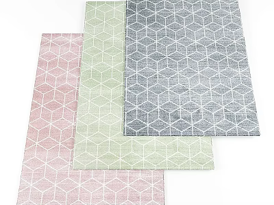 Modern Square Rugs with Pastel Pink Green Gray Geometric Hexagon Patterns for Home Decor 3d model