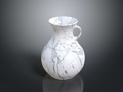Decorative Marble Texture Vase With Handle For Modern Home Decoration 3d model