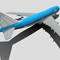 Blue KLM Passenger Airplane Exterior Design With Tail Details And Wings