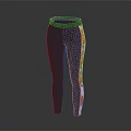 Dark Blue Athletic Leggings With Colorful Side Patterns And Comfortable Fit 3d model