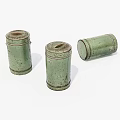 Three Vintage Green Cylindrical Storage Jars As Decorative Household Items