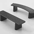 Modern Black Slatted Benches Featuring Straight And Curved Designs 3d model