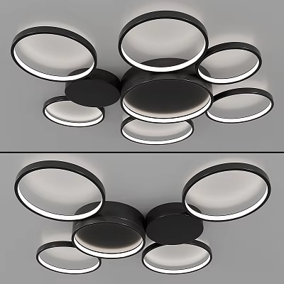 Modern Black Ceiling Light With Multiple Circular Rings For Home Interior 3d model