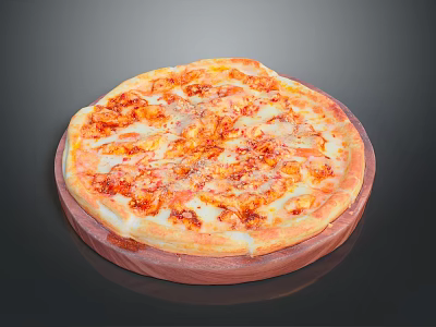 Freshly Baked Pizza With Melted Cheese Tomato Sauce And Crispy Crust On Plate 3d model
