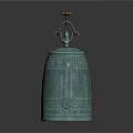 Bronze Bell Sculpture with Intricate Carvings and Decorative Top Handle