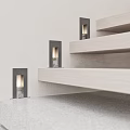 Modern Metal Wall Sconces On Staircase Steps With Warm Light Illuminating 3d model
