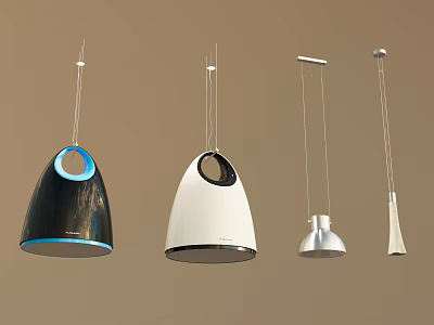 Modern Pendant Lights Featuring Various Contemporary Sleek Designs In Black White Silver 3d model