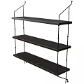 Modern Black Metal Three Tier Storage Shelving Unit With Minimalist Design