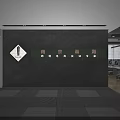Modern Front Desk Reception Area Design With Marble Background Wall And Company Logo