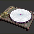 Vintage Turntable With White Platter Tonearm And Silver Control Panel 3d model