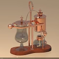 Stylish Copper Kitchenware with Glass Container and Wooden Base for Coffee Brewing