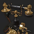 Vintage Antique Telephone Featuring Brass Bells Black Base And Classic Design