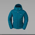 Blue Hooded RAB Down Jacket With Lightweight Quilted Design And Warm Insulation 3d model