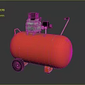 Red Air Compressor with Horizontal Tank Motor Control Panel and Portable Wheels Design