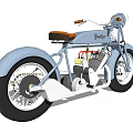 Vintage Burley Motorcycle In Light Blue With Brown Seat And Headlight