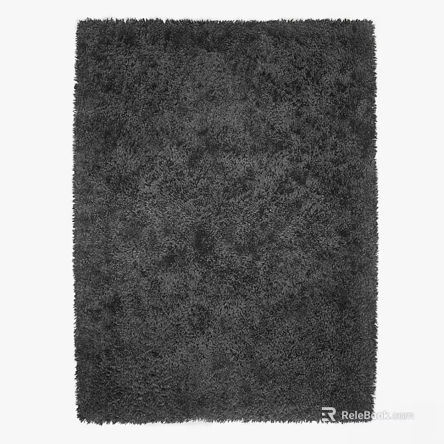 Soft Plush Dark Gray Square Carpet With Textured Surface For Living Room 3d model