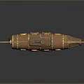Copper Steampunk Submarine Model With Round Glass Windows And Mechanical Details
