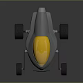 Silver And Yellow Streamlined Toy Car With Black Tires And Yellow Rims