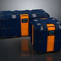 Blue And Orange Storage Containers With Digital Control Panels Two Units