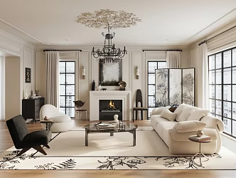 French Retro Home Living Room 3d model
