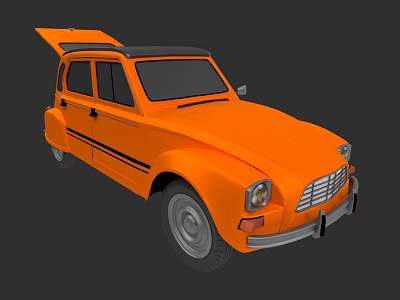 Orange Vintage Hatchback Car With Black Roof And Classic Exterior Design 3d model