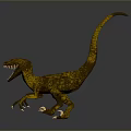 Golden Yellow Raptor Dinosaur Character Standing With Open Mouth Sharp Teeth And Long Tail