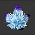 Cartoon Scene Of Blue And Purple Shiny Flower With Layered Petals On Dark Background