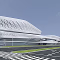 Modern Commercial Complex With Streamlined Design Green Roof Terraces And Urban Green Spaces